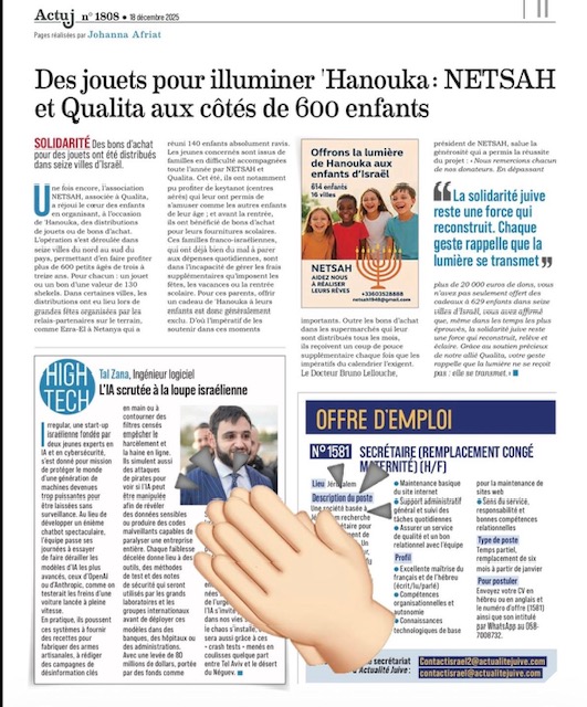 Des jouets pour illuminer Hanouka : Netsah et Qualité aux cotés de 600 enfants